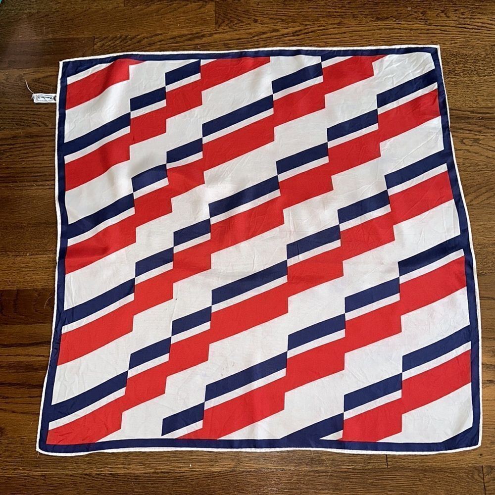 Vintage 60s/70s Nasharr Frieres red, white & blue acetate scarf